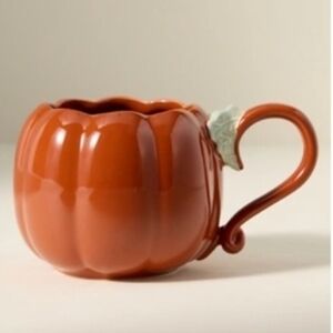 NWT Anthropologie Orange Pumpkin Glazed Stoneware Mug